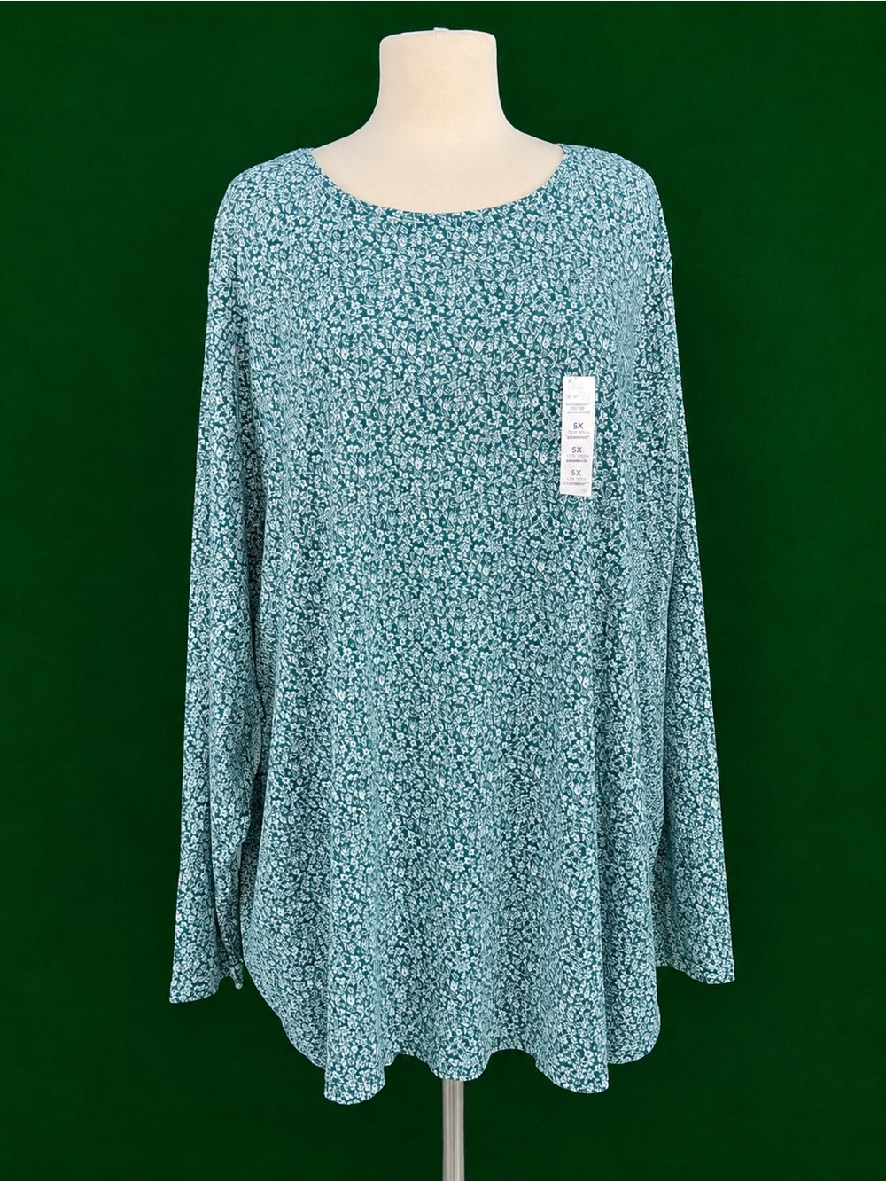 croft & barrow Teal Floral Long Sleeve Top